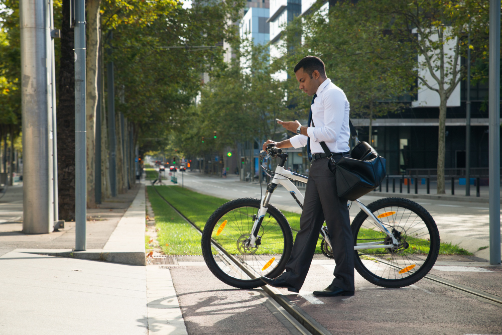 Riding a bike to work is a great way to stay in shape and leans into your fitness goals