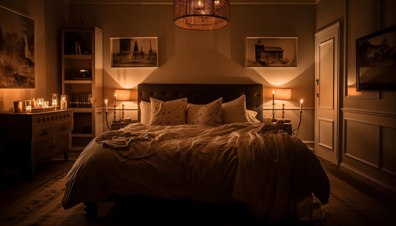 A darkened room that is dim or warmly lit can enhance sleep and prepare your body for rest.