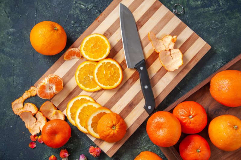 Cut down on artificial sweeteners when you slice and prepare your own citrus when making the orange creamsicle smoothie.