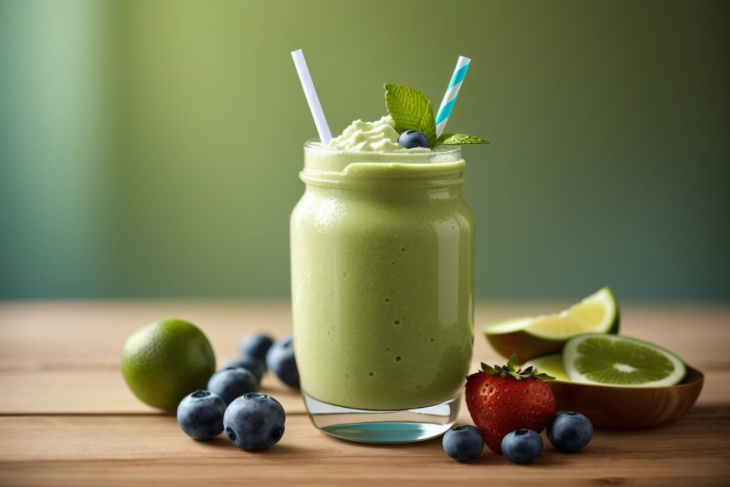 A delicious and refreshing matcha green tea smoothie is perfect for a quick post workout drink or just a relaxing morning.