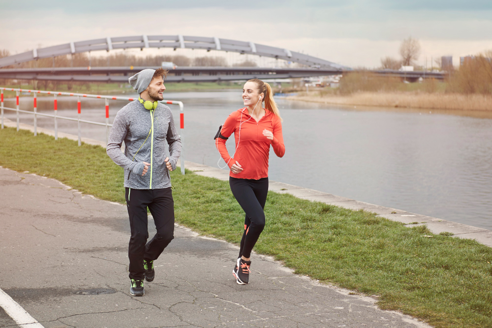This couple walking in the morning shows that there is no one way to get fit.